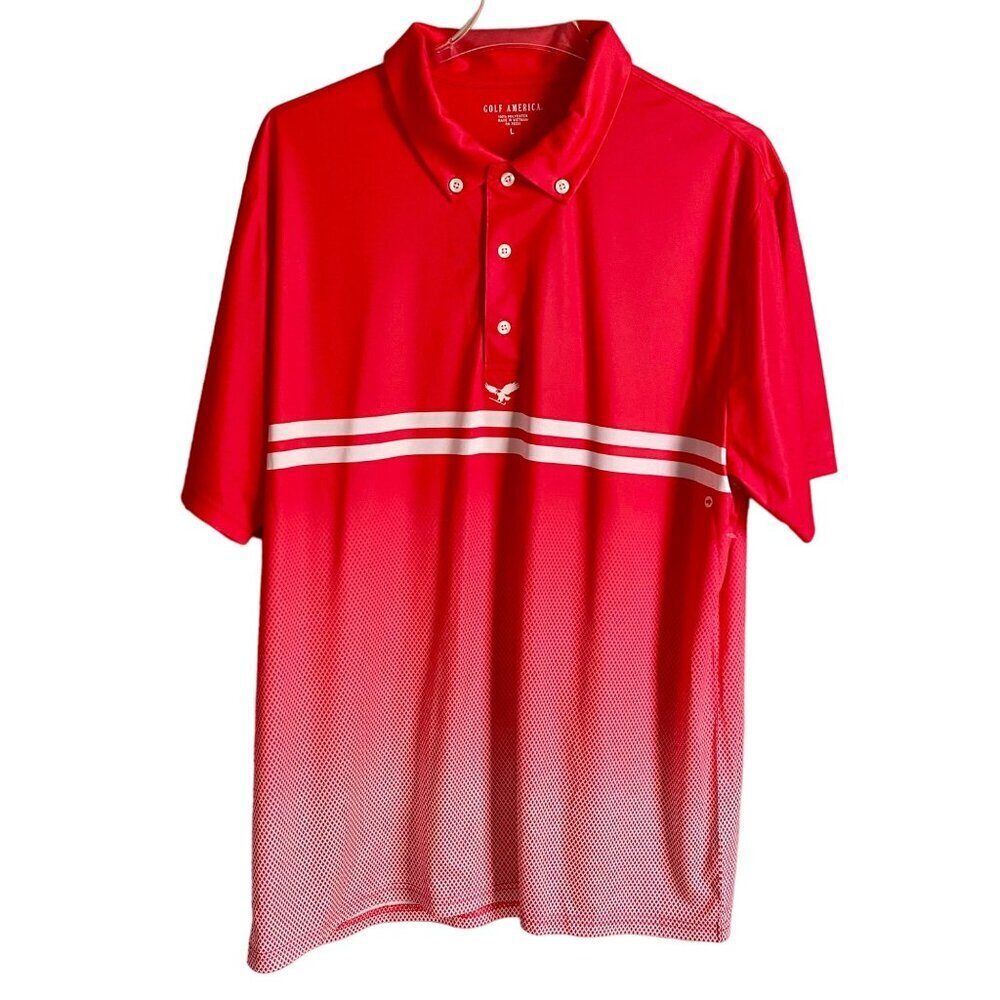 Golf America Polo Polyester Orange and White Shirt Men's Large NEW